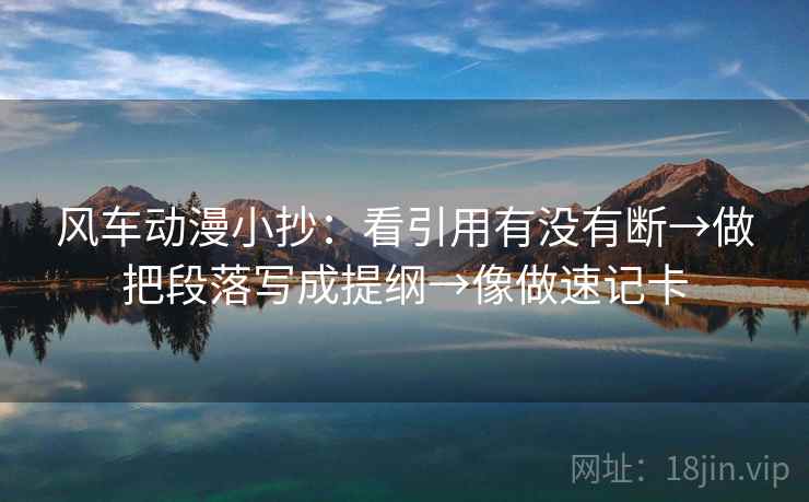 风车动漫小抄：看引用有没有断→做把段落写成提纲→像做速记卡